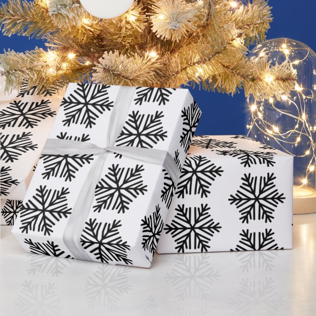 Presente Papel de enrolamento em flocos de neve brancos e p (Feriados)