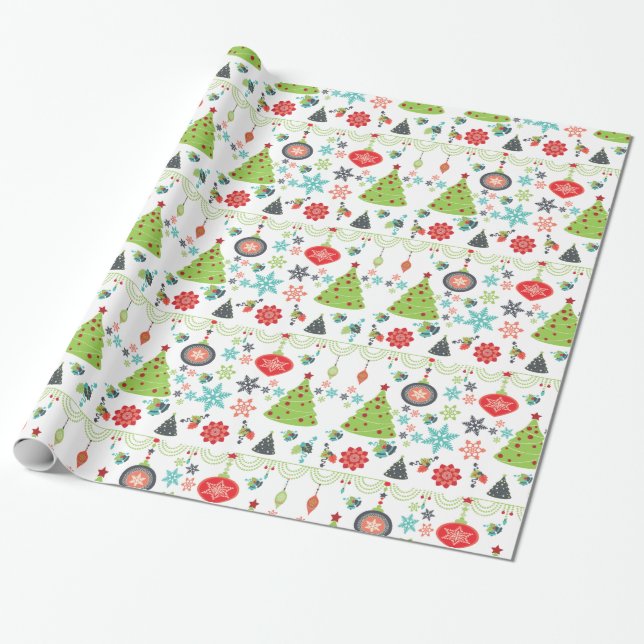 Presente Papel de enrolamento em flocos de neve das árvores (Desenrolado)