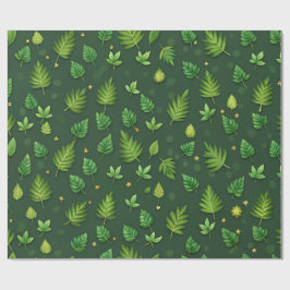 Presente Papel de enrolamento em folhas verdes