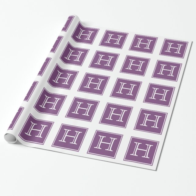 Presente Papel de enrolamento em monograma, ao quadrado rox (Desenrolado)
