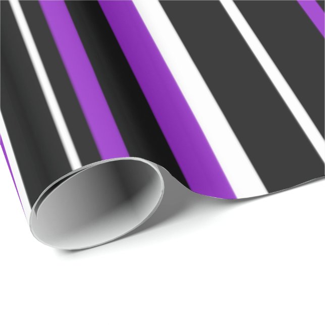 Presente Papel de enrolamento em preto, roxo e faixa branca (Ponta do rolo)