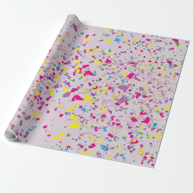 Presente Papel de enrolamento em roxo de Confetti (Desenrolado)
