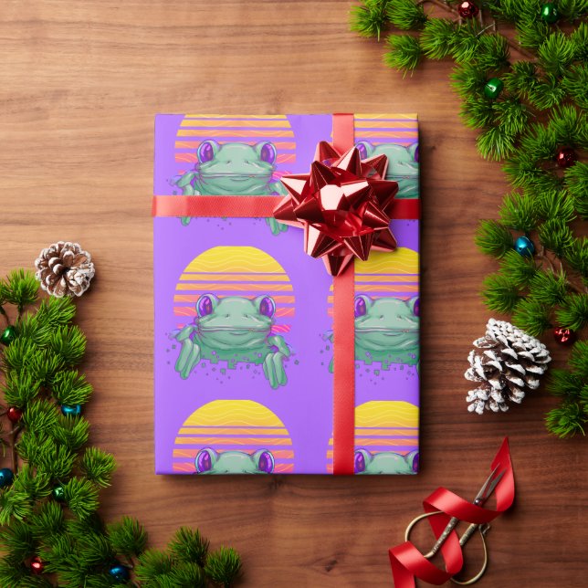 Presente Papel de enrolamento engraçado do sapo (Presente de Natal)
