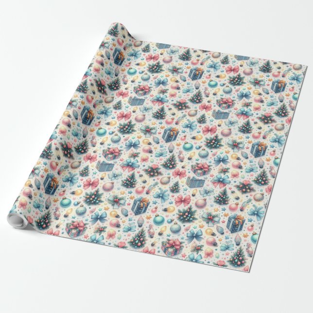 Presente Papel de enrolamento festivo de férias (Desenrolado)