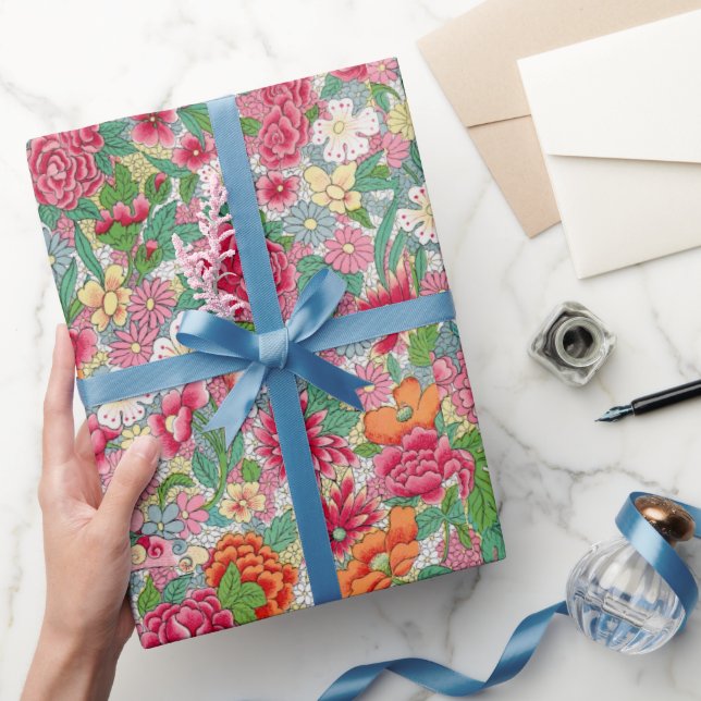 Presente Papel de enrolamento floral colorido (Presentear)
