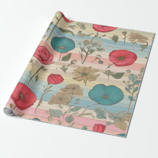 Presente Papel de enrolamento Floral, Cor-de-Algodão, Rosa 