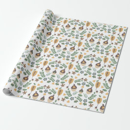 Presente Papel De Enrolamento Floral De Acorns
