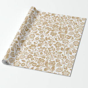 Presente Papel de enrolamento floral do ouro moderno