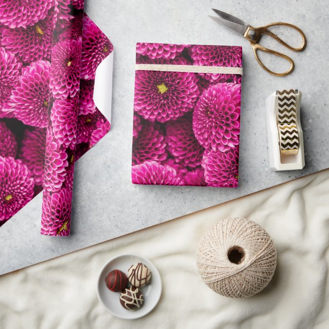 Presente Papel de enrolamento Floral Magenta Chrysanthemum (Artesanato)