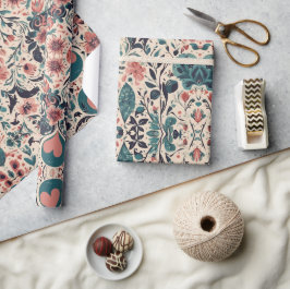 Presente Papel de enrolamento florescente de corações venen