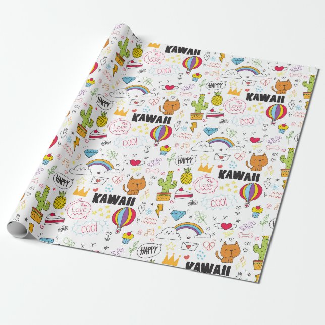 Presente Papel de enrolamento Girly Doodles (Desenrolado)