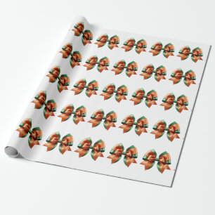 Presente Papel de enrolamento laranja e verde