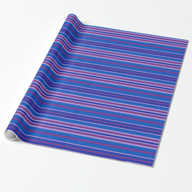 Presente Papel de enrolamento: Mauve, Purple, Blue, Stripes (Desenrolado)