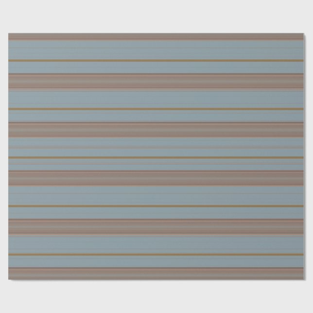 Presente Papel de enrolamento Mocha Brown e Blue Stripes (Aberto)