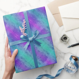 Presente Papel de enrolamento Neon Turquoise & Purple Strip