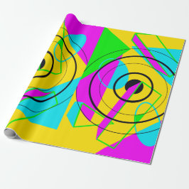 Presente Papel de enrolamento Neon Yellow e Pink Spiral 80s
