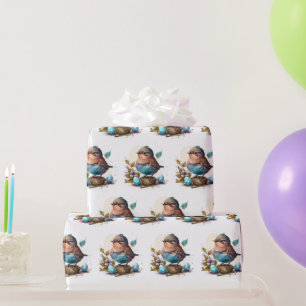 Presente Papel de enrolamento para aves de aquarela adoráve