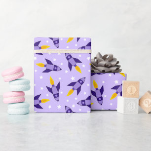 Presente Papel de enrolamento para Foguetes Retro Roxo
