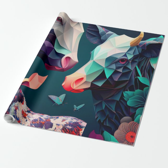 Presente Papel de enrolamento para impressão em animais na  (Desenrolado)