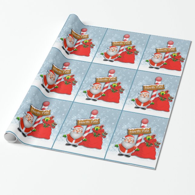 Presente Papel de enrolamento para Papais noeis do Polo Nor (Desenrolado)