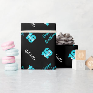 Presente Papel de enrolamento personalizado Blue Black Swee