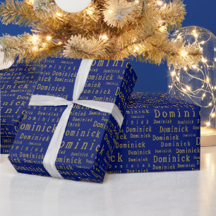 Presente Papel de enrolamento personalizado de nome azul e 