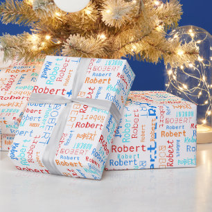 Presente Papel de enrolamento personalizado de nome colorid