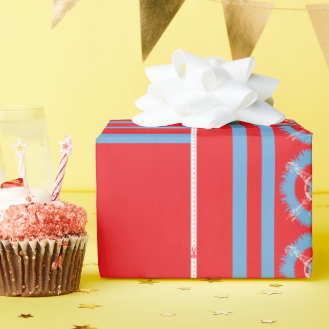 Presente Papel de enrolamento personalizado | Vermelho, Azu (Festa de aniversário)