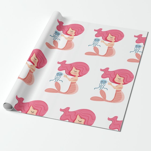 Presente Papel de enrolamento pirata da Mermaid Party (Desenrolado)