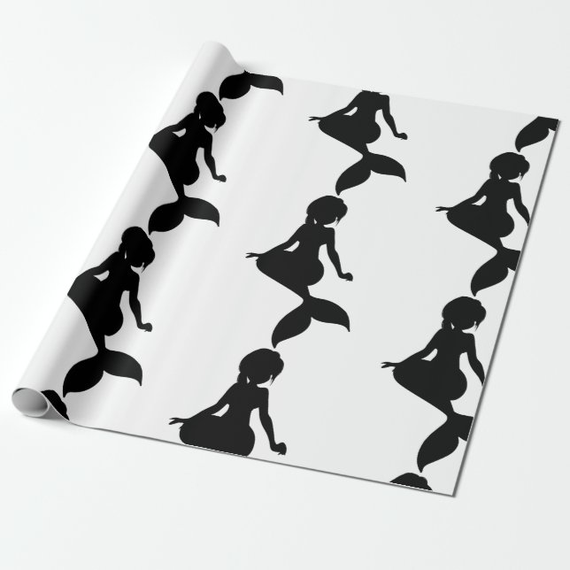 Presente Papel de enrolamento preto da Sereia (Desenrolado)