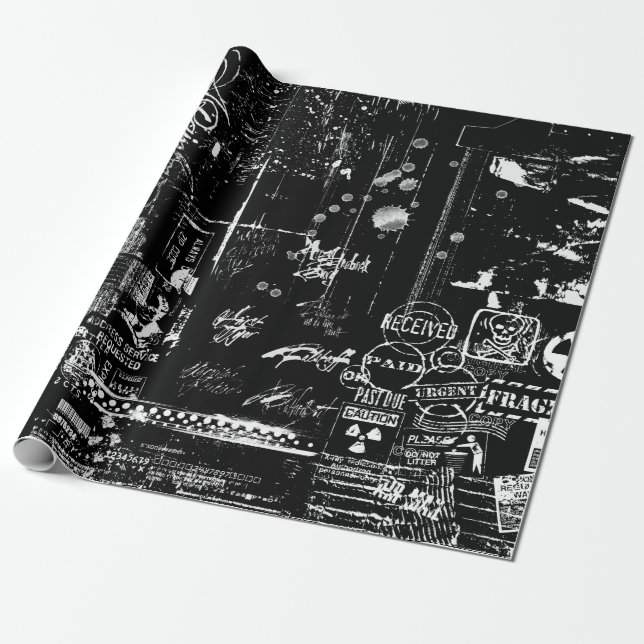 Presente Papel de enrolamento preto-e-branco (Desenrolado)