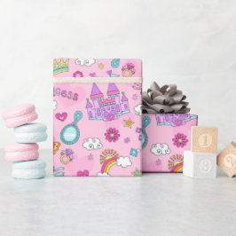 Presente Papel de enrolamento princesa rosa, 30" x 6'