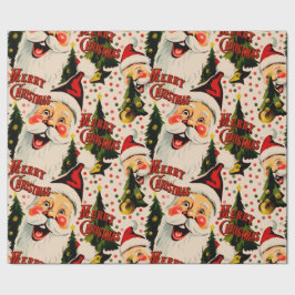 Presente Papel de enrolamento Santas, Rindo na Vintagem Ret