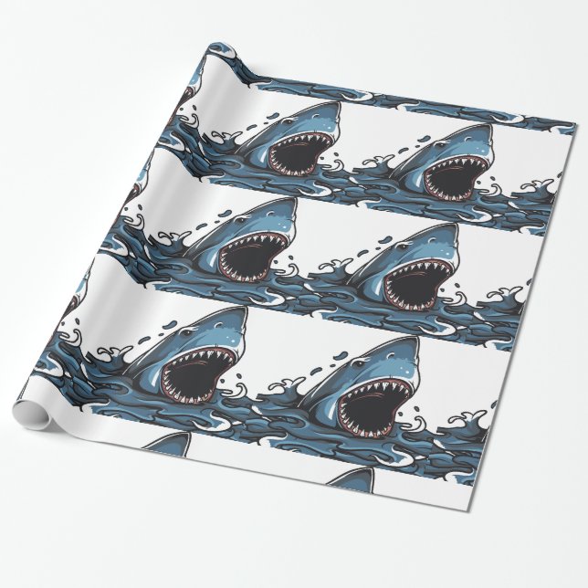 Presente Papel de enrolamento SHARK CHRISTMAS (Desenrolado)