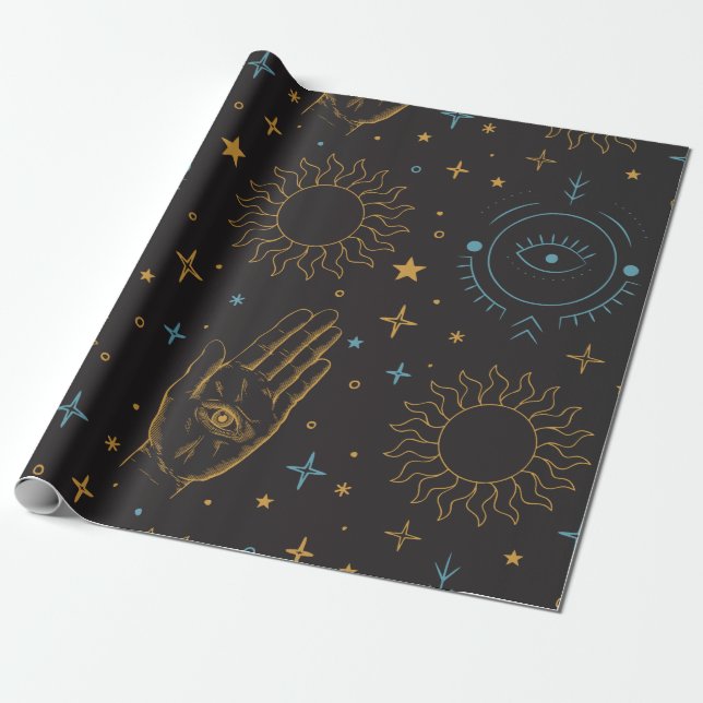 Presente Papel de enrolamento solar e celestial da lua (Desenrolado)