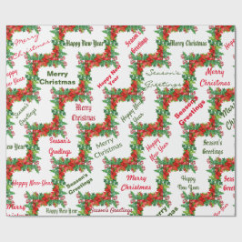 Presente Papel de enrolamento tipográfico de Natal vermelho