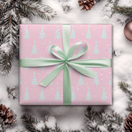 Presente Papel de enrolamento verde da árvore pastel minima