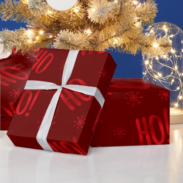 Presente Papel de enrolamento vermelho Ho Ho Feriado Natal (Feriados)