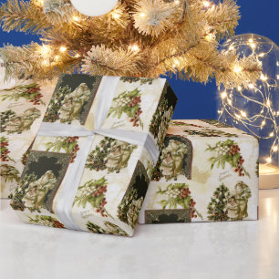 Presente Papel de enrolamento vitoriano de trio de Natal