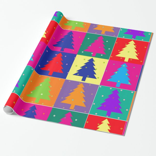 Presente Papel de enrolar árvores de natal de Pop divertida (Desenrolado)