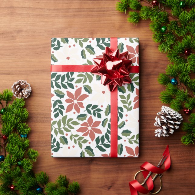 Presente Papel de enrolar de Natal de Floral Moderno (Presente de Natal)