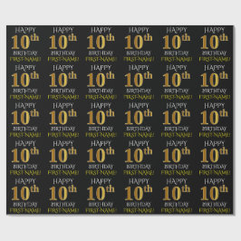 Presente Papel de enrolar preto, "FELIZ 10 ANOS"