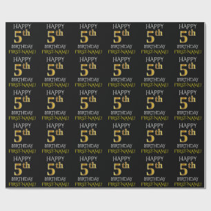 Presente Papel de enrolar preto, "FELIZ 5 ANIVERSÁRIO"