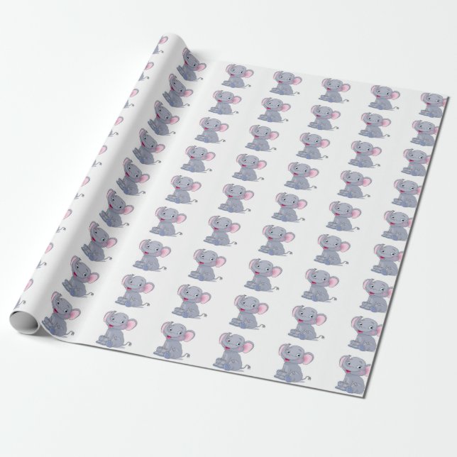 Presente Papel de envolvimento adorável do elefante (Desenrolado)