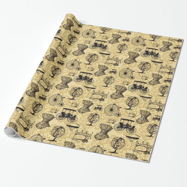 Presente Papel de envolvimento amarelo do teste padrão de (Desenrolado)