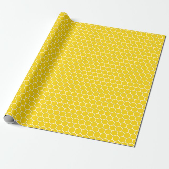 Presente Papel de envolvimento amarelo dourado do favo de (Desenrolado)