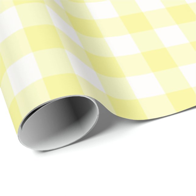 Presente Papel de envolvimento amarelo e branco do guingão (Ponta do rolo)