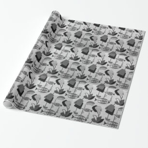 Presente Papel de envolvimento atômico preto e branco do