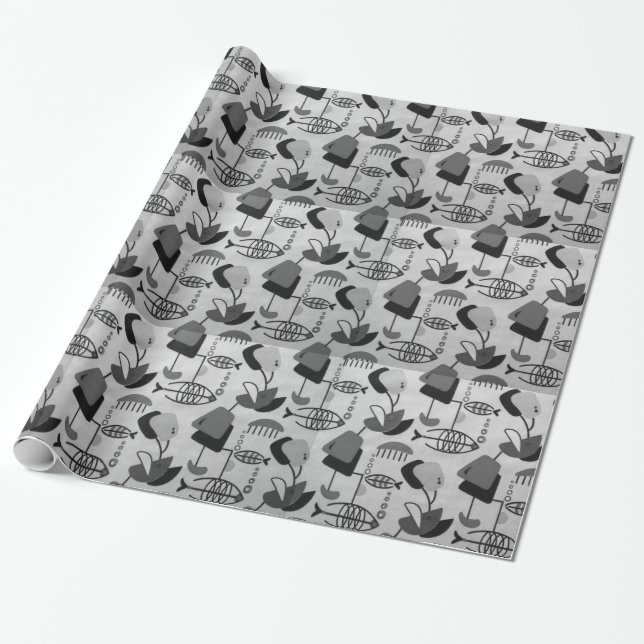 Presente Papel de envolvimento atômico preto e branco do (Desenrolado)