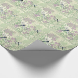 Presente Papel de envolvimento azul das libélulas